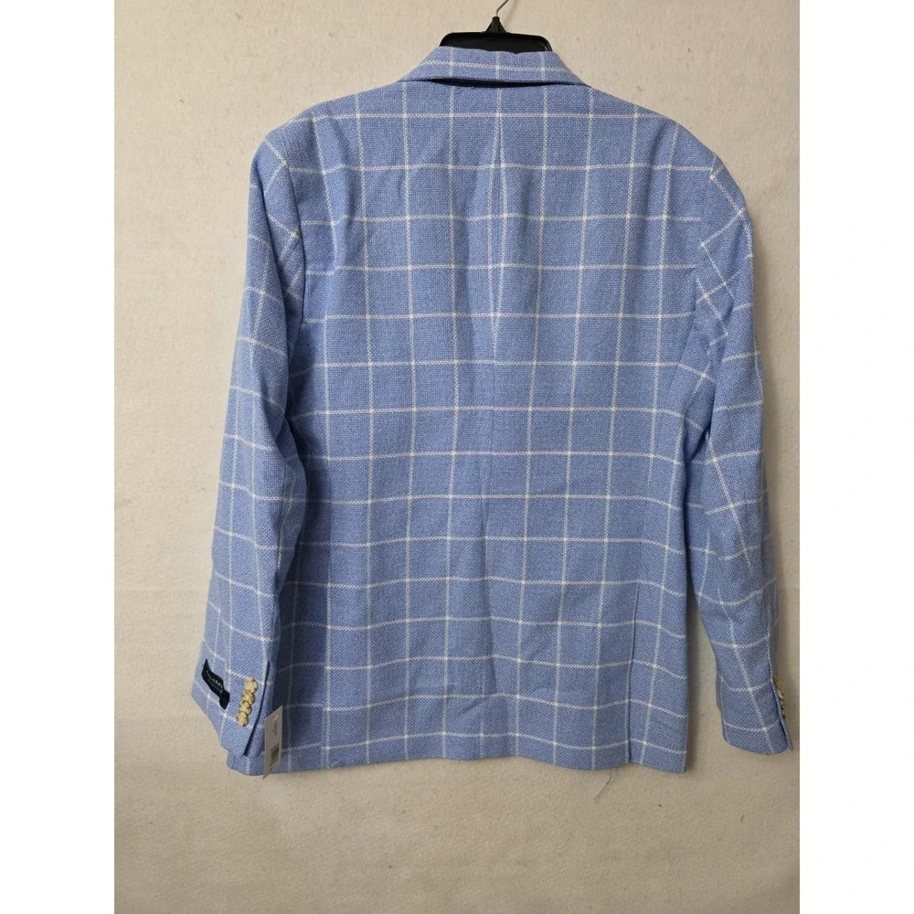 Tailorbyrd Mens Sport Coat Windowpane Blue 42R Paisley Lining NWT